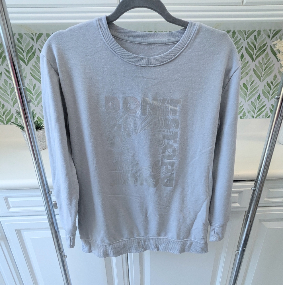 Girl's Gray Don't Stop Super Soft Crew Sweater Large 14.5-16.5